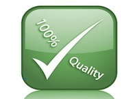 "100% Quality" Logo with reflection (blue)